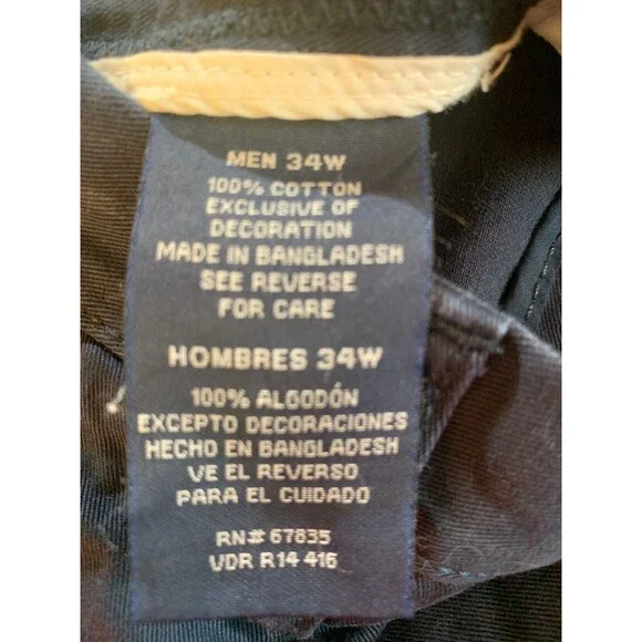 Classic Deck Shorts Mens 34W Navy Blue Chino Flat Front Cotton Pockets Nautica - Picture 5 of 6